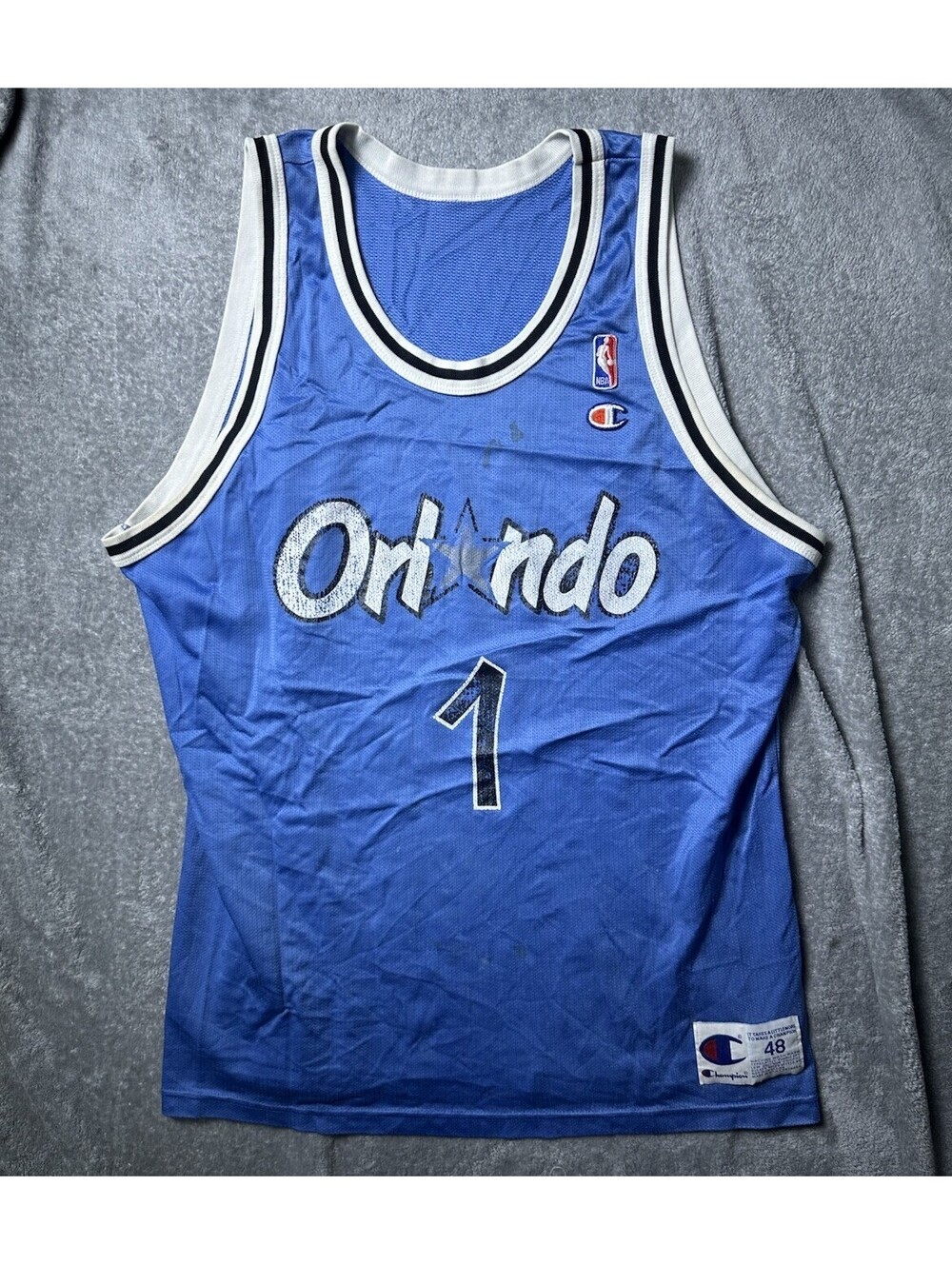 Vintage 90s Champion Penny Hardaway Orlando Magic #1 NBA Jersey 48 USA Made
